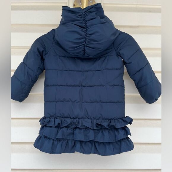 Baby Gap dark blue hooded coat,double breasted,ruched hemline,quilted pattern 3T - Picture 7 of 9